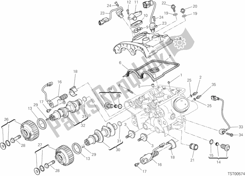 All parts for the Vertical Cylinder Head - Timing of the Ducati Diavel Xdiavel S USA 1260 2019